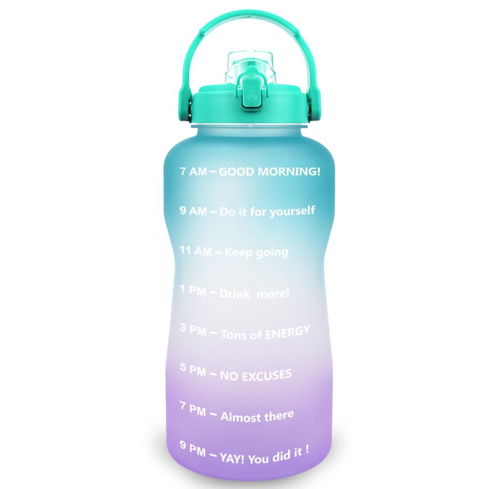 BuildLife 2L 3.8L Tritan Gallon Water Bottle Flip-Flop Motivational with Time Marker BPA Free Large Capacity Leakproof No Straw