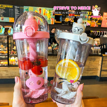 Load image into Gallery viewer, New Hot Creative Plastic Straw Water Bottle Cute Animal Drinking Cup Portable Large Capacity For Student Adult Kids Mixing Cups
