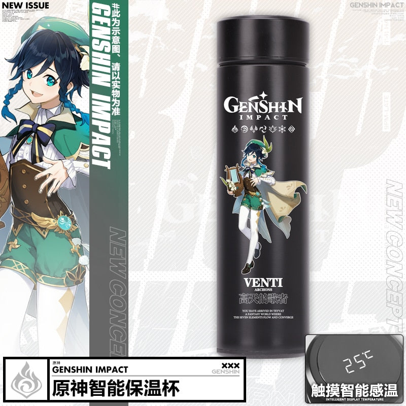 Anime Game Genshin Impact Venti Paimon Klee Diluc Qiqi Keqing Stainless Steel Vacuum Cup Thermos Cup Water Bottle Xmas Gift