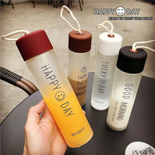 Load image into Gallery viewer, Cute Smile Glass Water Bottle Matte Travel Drinkware Portable Bottle Transparent Bottle for Water Tea Glass Sport Bottle
