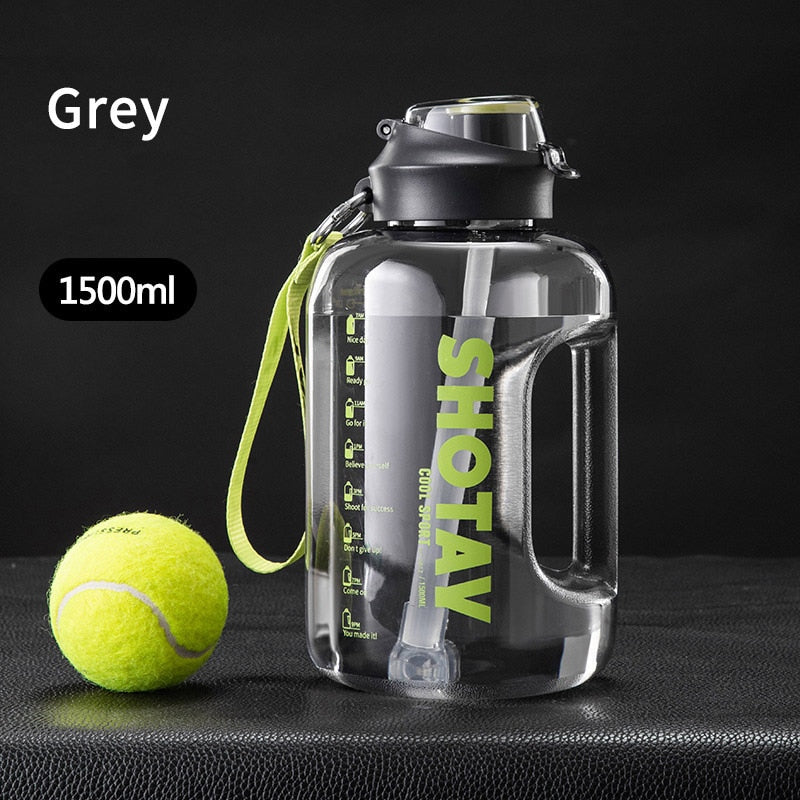 2 Liter Water Bottle with Straw Large Portable Travel Bottles For Training Sport Fitness Cup with Time Scale BPA Free