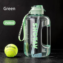 Load image into Gallery viewer, 2 Liter Water Bottle with Straw Large Portable Travel Bottles For Training Sport Fitness Cup with Time Scale BPA Free
