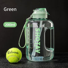 Load image into Gallery viewer, 2 Liter Water Bottle with Straw Large Portable Travel Bottles For Training Sport Fitness Cup with Time Scale BPA Free
