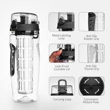 Load image into Gallery viewer, 1000ml Water Fruit Bottle Bpa Free Plastic Sport Fruit Infuser Water Bottles with Infuser Juice Shaker Drink Bottle of Water
