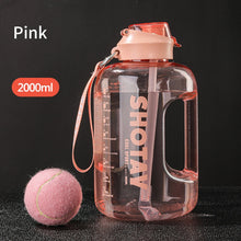 Load image into Gallery viewer, 2 Liter Water Bottle with Straw Large Portable Travel Bottles For Training Sport Fitness Cup with Time Scale BPA Free
