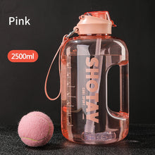 Load image into Gallery viewer, 2 Liter Water Bottle with Straw Large Portable Travel Bottles For Training Sport Fitness Cup with Time Scale BPA Free
